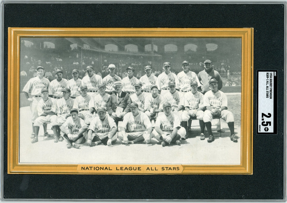1934 Goudey Premium NL All Stars, McGraw, Waner, Wilson, Traynor, Frisch SGC 2.50