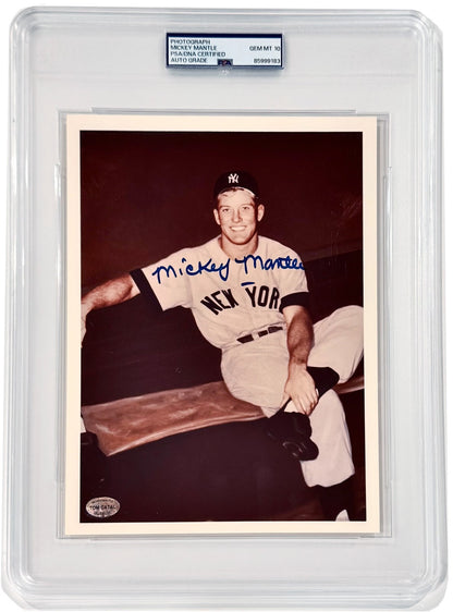 Mickey Mantle Signed Photo, Rookie Signature Style. Gem Mint 10 PSA0