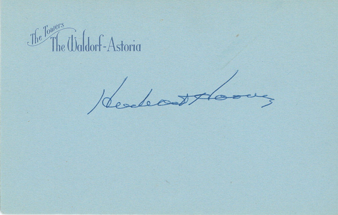 President Herbert Hoover Signed Waldorf Astoria Card . JSA