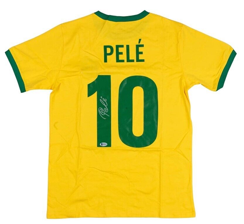 Pele Signed Jersey, Brazilian National Soccer Team. Auto Beckett BAS