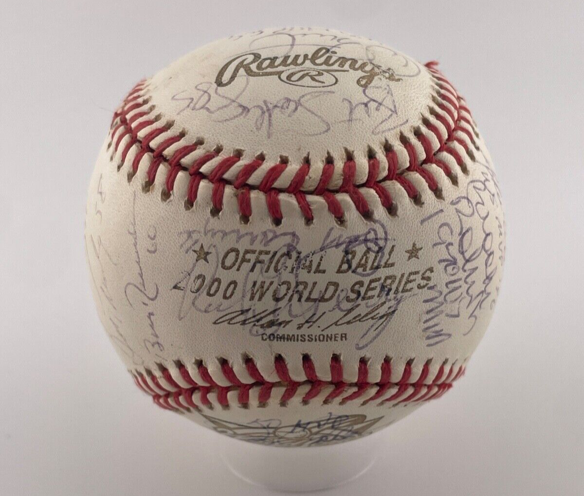 World Series MVP Signed Inscribed Baseball. Jeter, Reggie. 24 Sigs, LE /125. JSA4