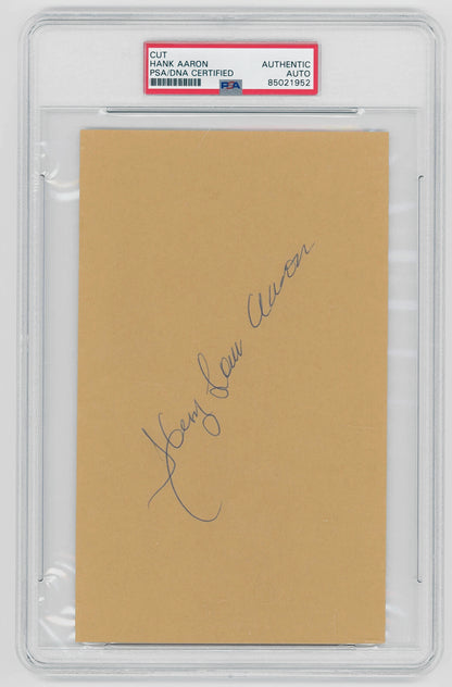 Hank Aaron Rare Full Name Signature Autograph Display. PSA