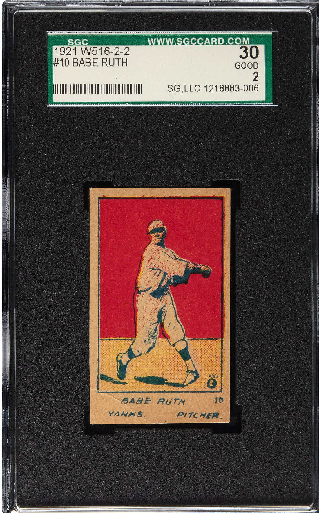 1921 Babe Ruth W516-2-2 W Strip Card, Earliest Yankee Card. SGC 2