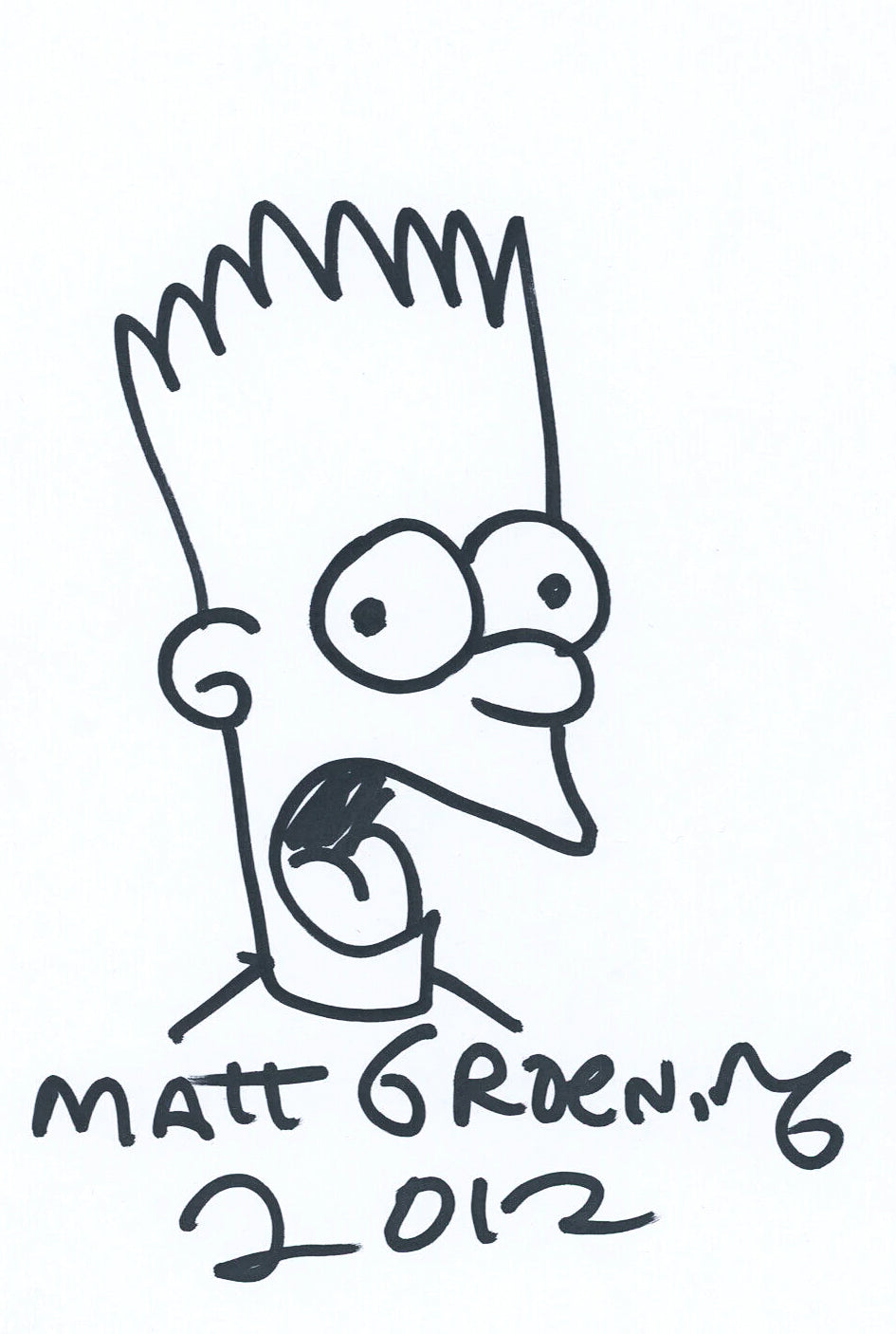 Matt Groening Signed Bart Simpson Hand Drawn Sketch. The Simpsons, Auto JSA