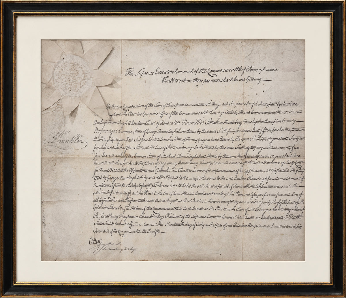 Benjamin Franklin Signed 1787 Land Patent – Constitutional Convention. Auto JSA