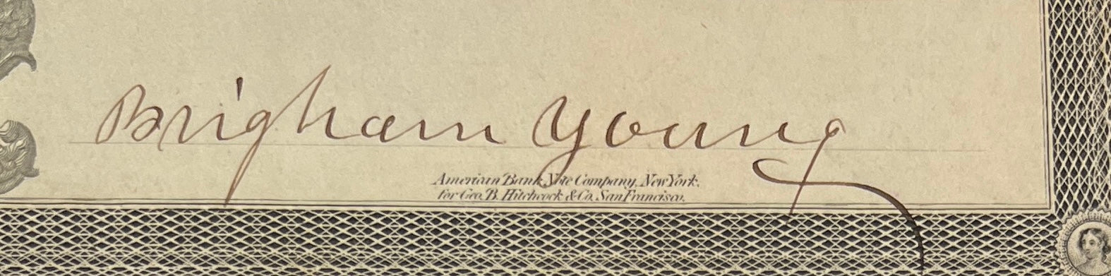 Brigham Young Autograph, Church of Jesus Christ of Latter-Day Saints. PSA.