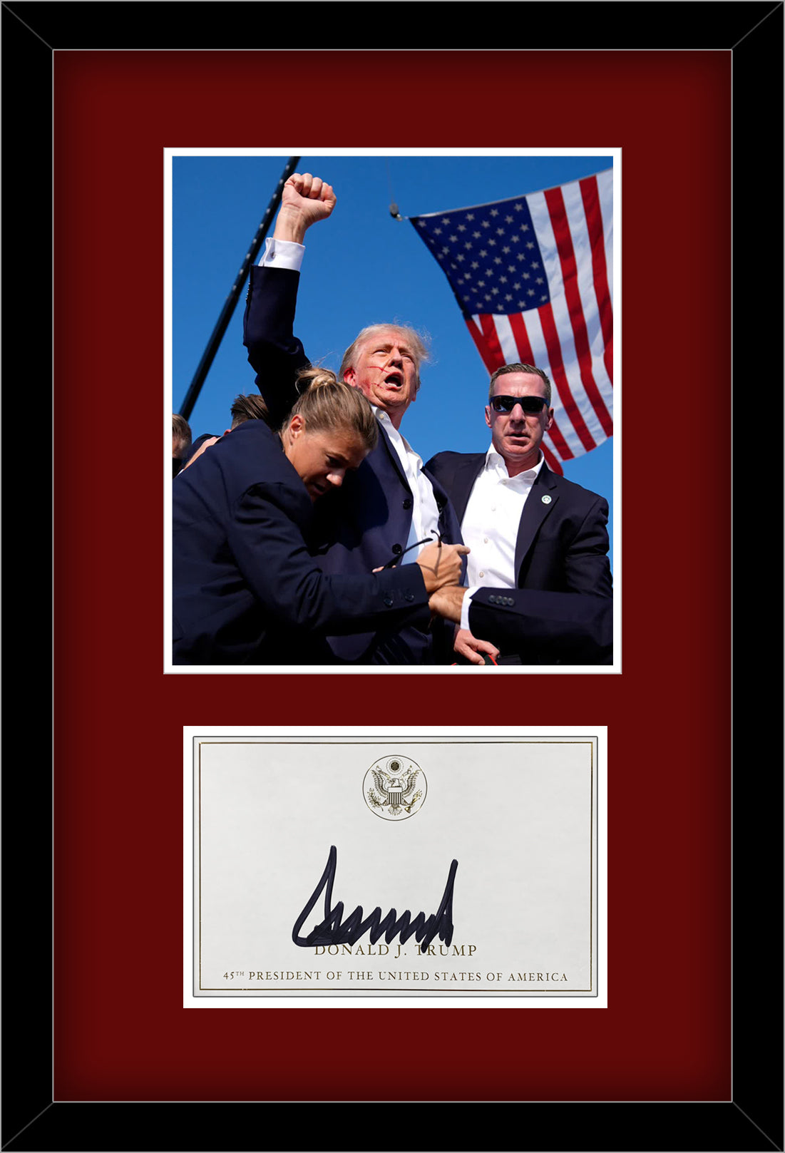 President Donald Trump Signed &quot;FIGHT&quot; Autograph Display. PSA