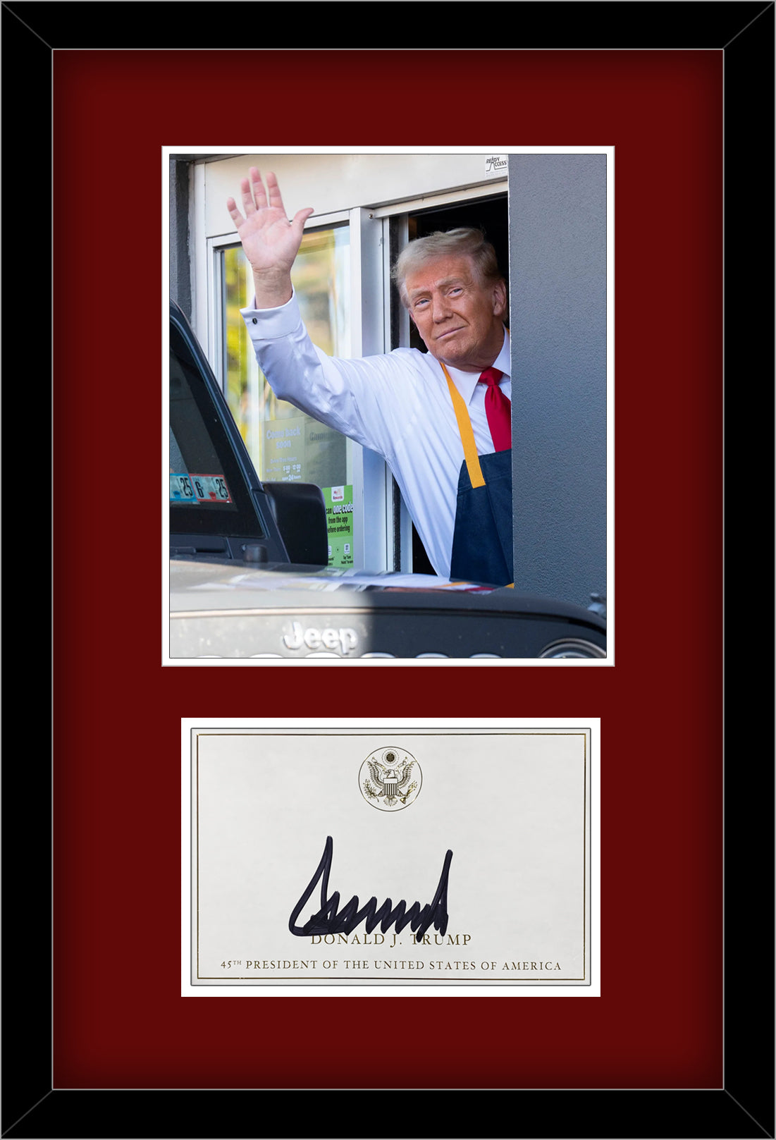 President Donald Trump Signed Autograph Display. PSA