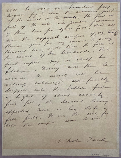 1907 Nikola Tesla Original Handwritten and Signed Manuscript. The Birth of Wireless &amp; Autonomous Systems. JSA