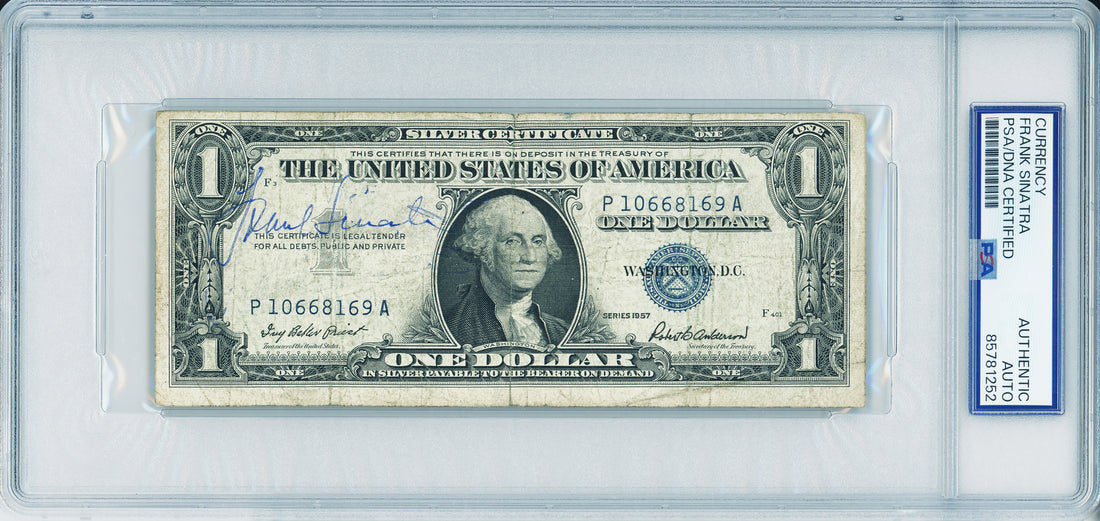 Rare Frank Sinatra Signed $1 Silver Certificate, 1957. Auto PSA