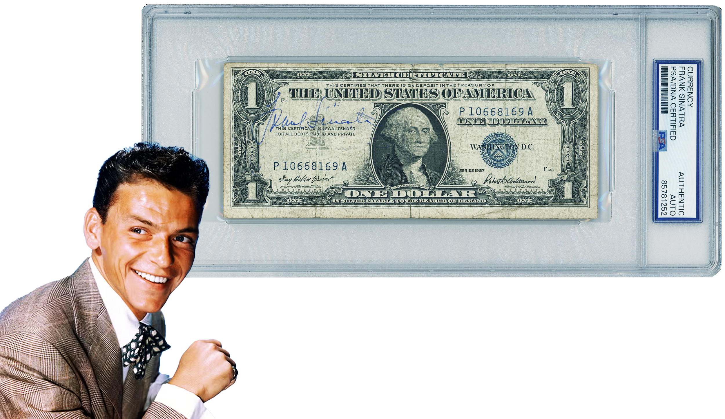Rare Frank Sinatra Signed $1 Silver Certificate, 1957. Auto PSA