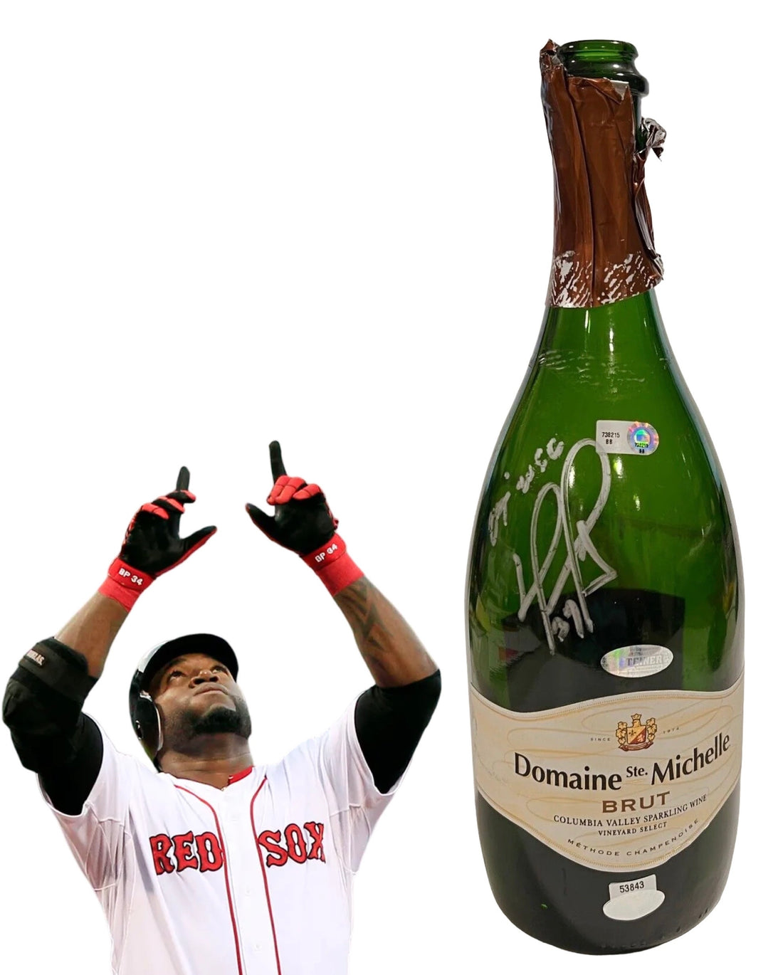 David Ortiz Signed 2007 World Series Champagne Bottle, Red Sox Celebration. MLB