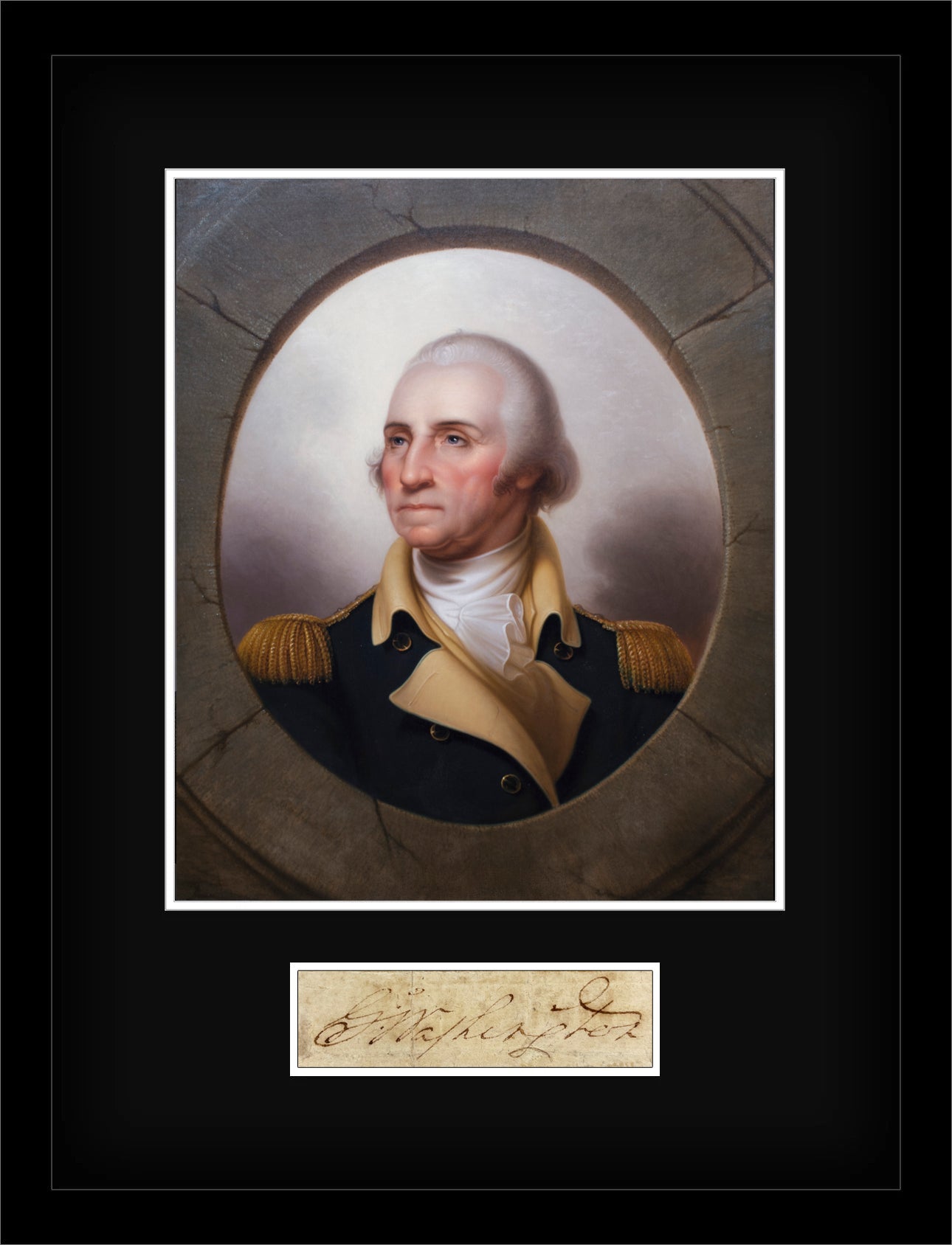 Gorgeous President George Washington Signed Autograph Display. Auto JSA