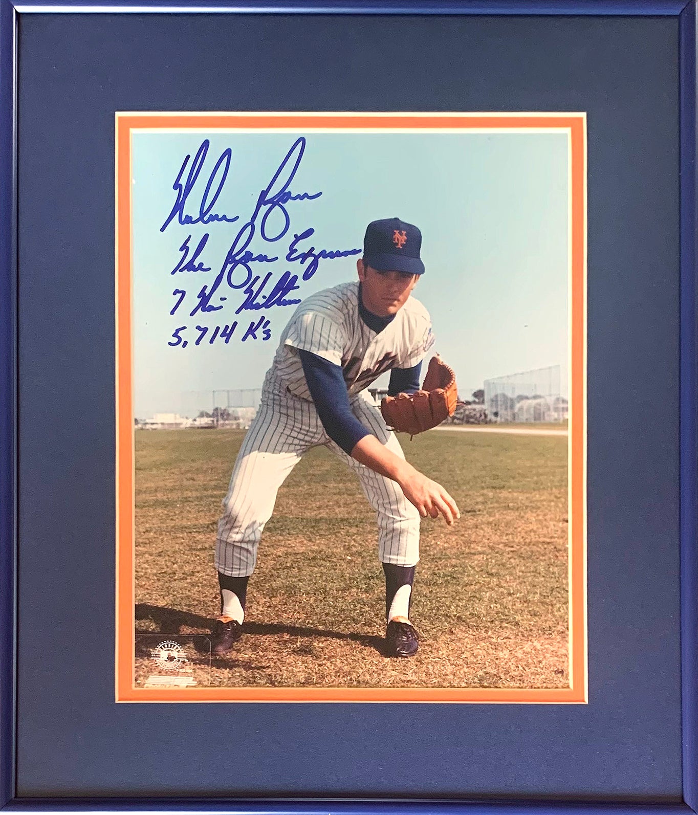 Nolan Ryan Signed and Inscribed 8x10 Stats Photo. Auto JSA