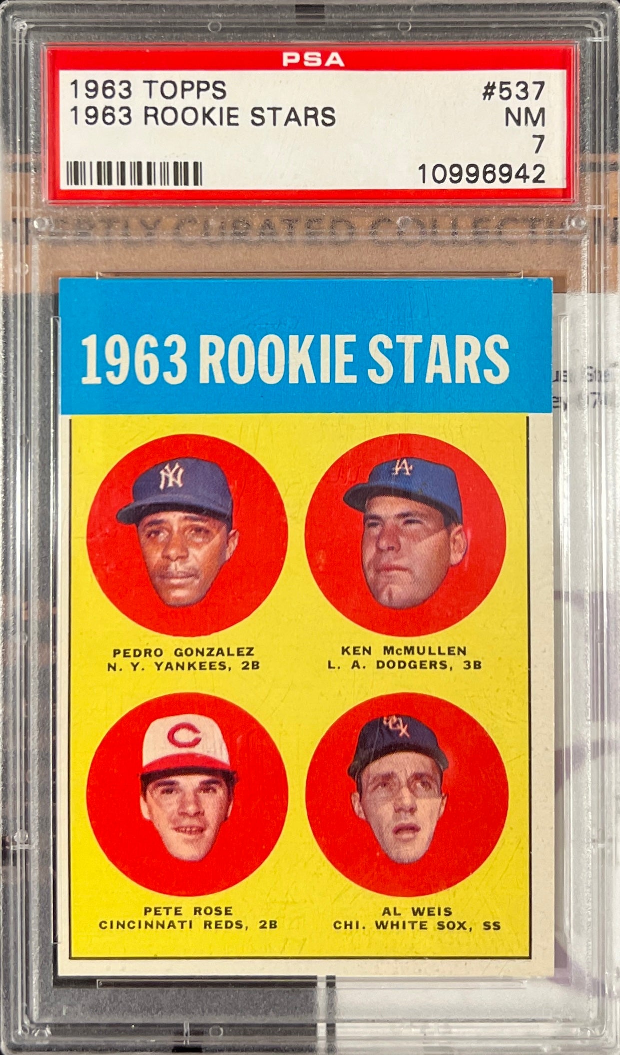 1963 Topps Pete Rose. Rookie Card. PSA NM 7