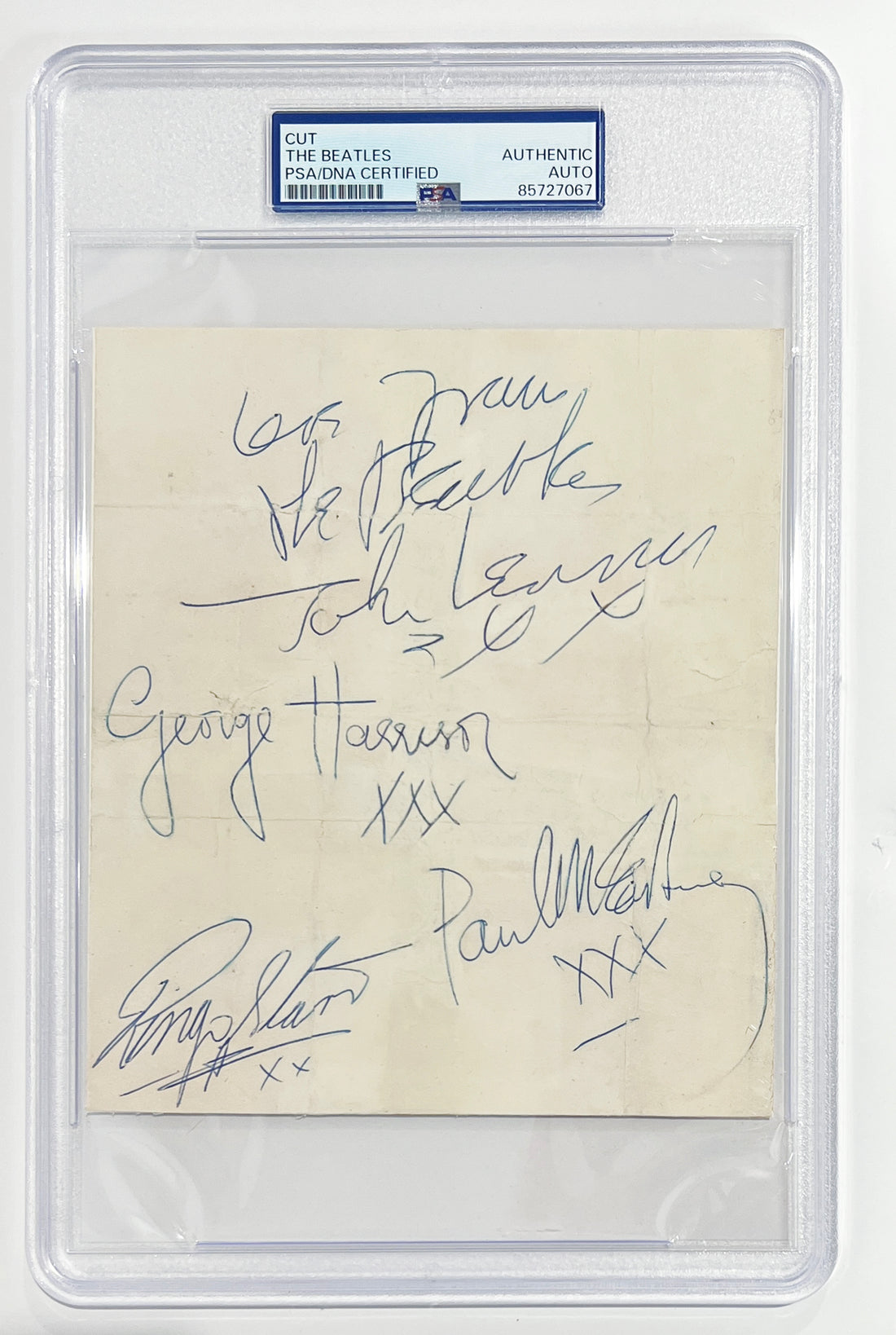 1963 Beatles Autograph. John Lennon, Paul McCartney, Harrison, Ringo. Caiazzo