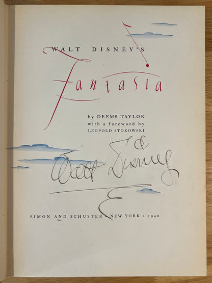 Rare WALT DISNEY Signed Fantasia Book Large Autograph Signature. JSA LOA
