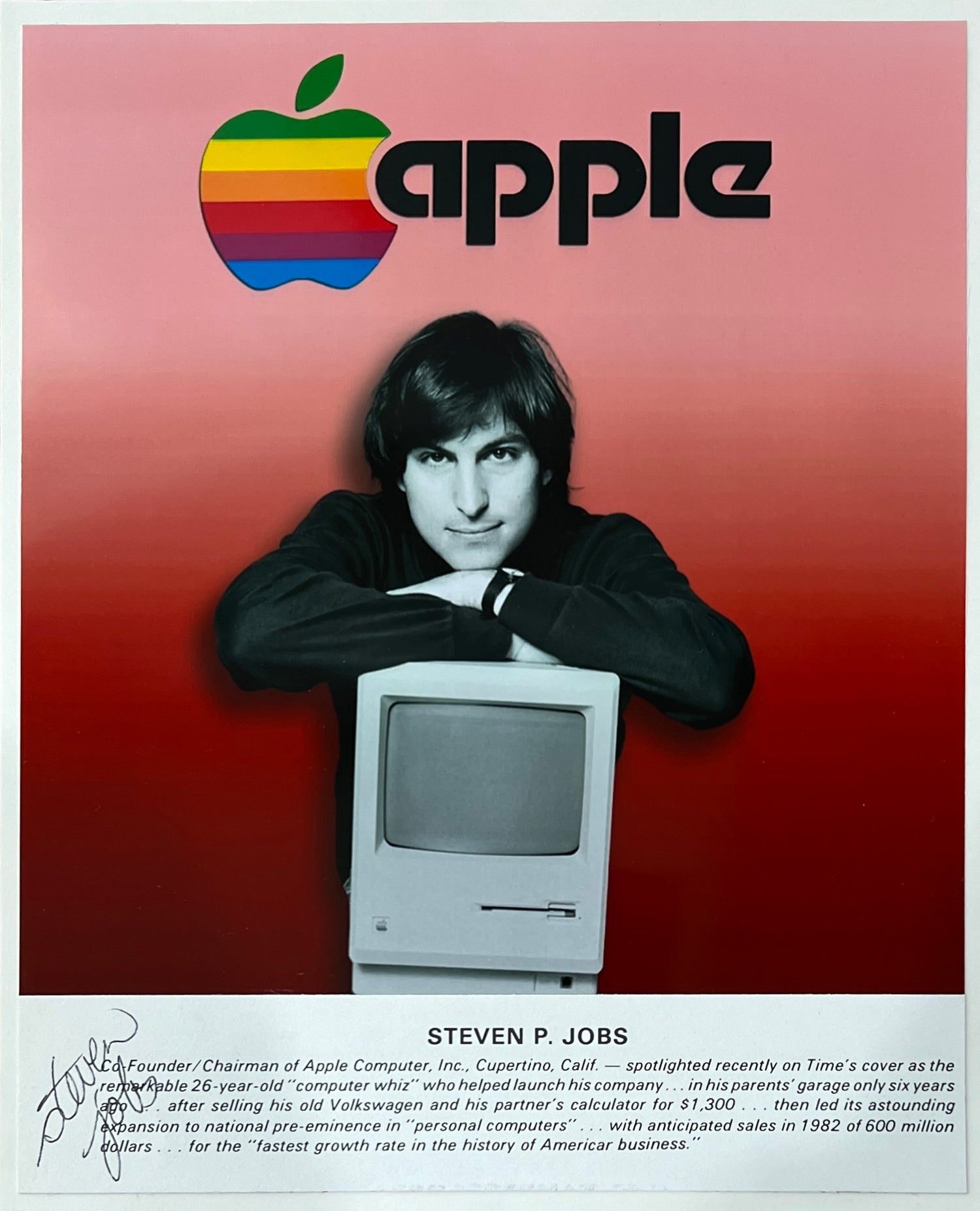 Steve Jobs Signed, Rare Autograph. c.1982 Early Apple. PSA