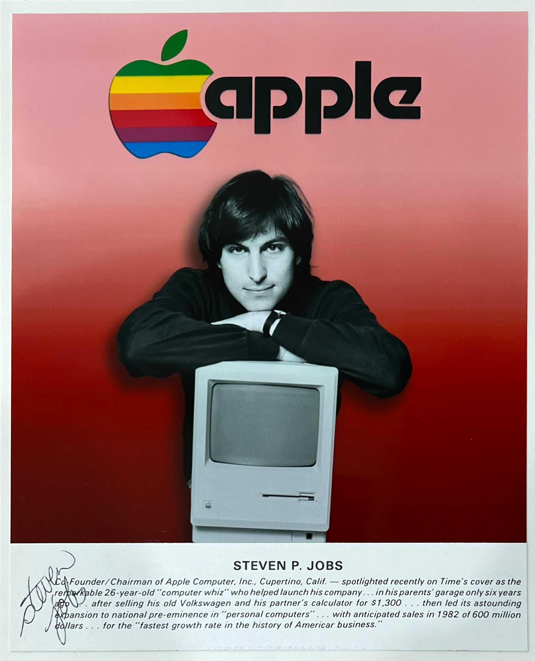 Steve Jobs Signed, Rare Autograph. c.1982 Early Apple. PSA