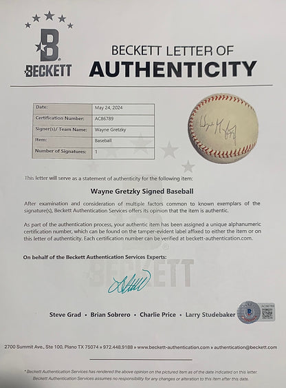 Wayne Gretzky Signed Baseball, Inscribed 99. Auto Beckett BAS