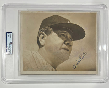 Babe Ruth Signed Photograph, 8x10. Outstanding Oversized, PSA Mint 9