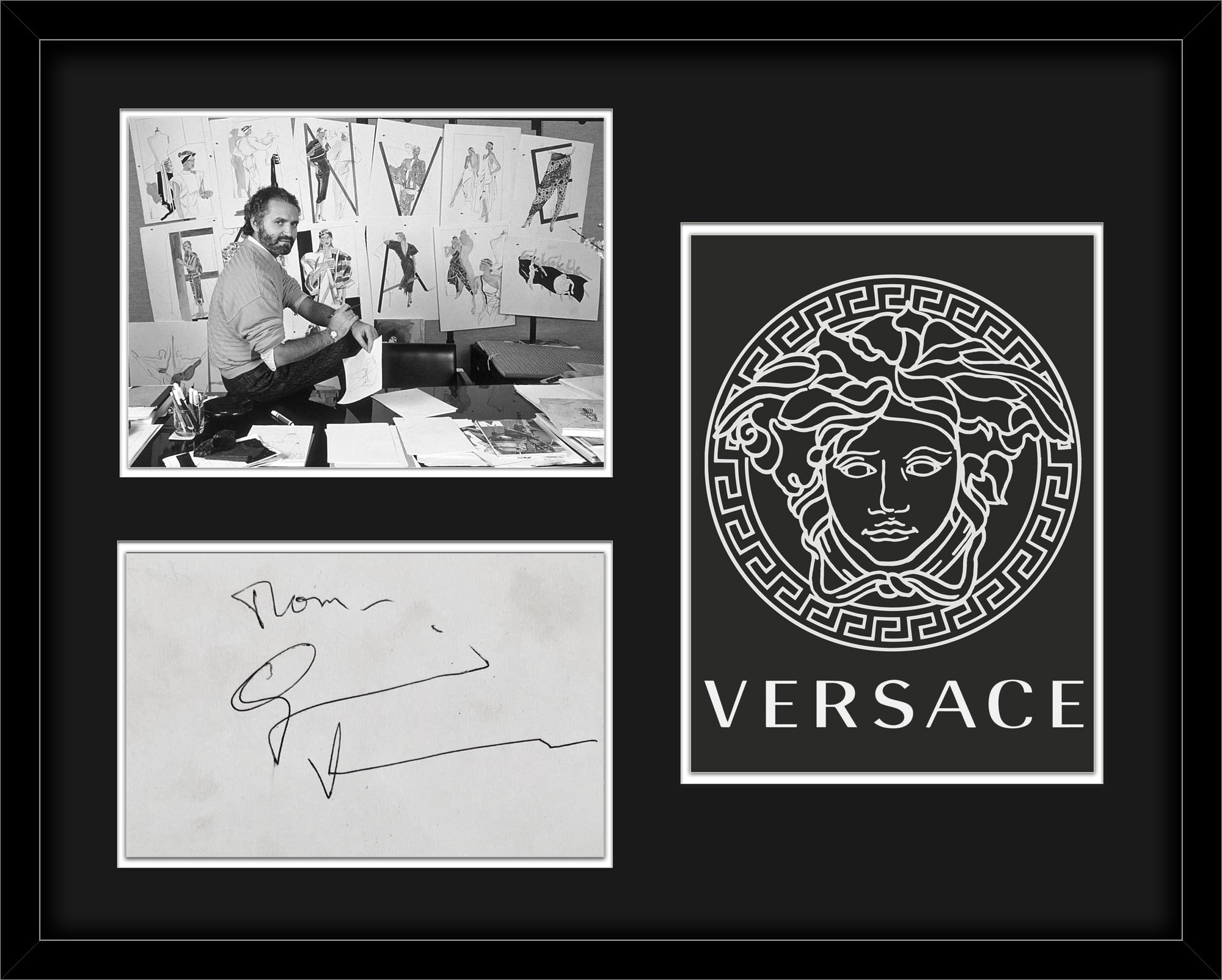 Gianni Versace Signed Autograph Display