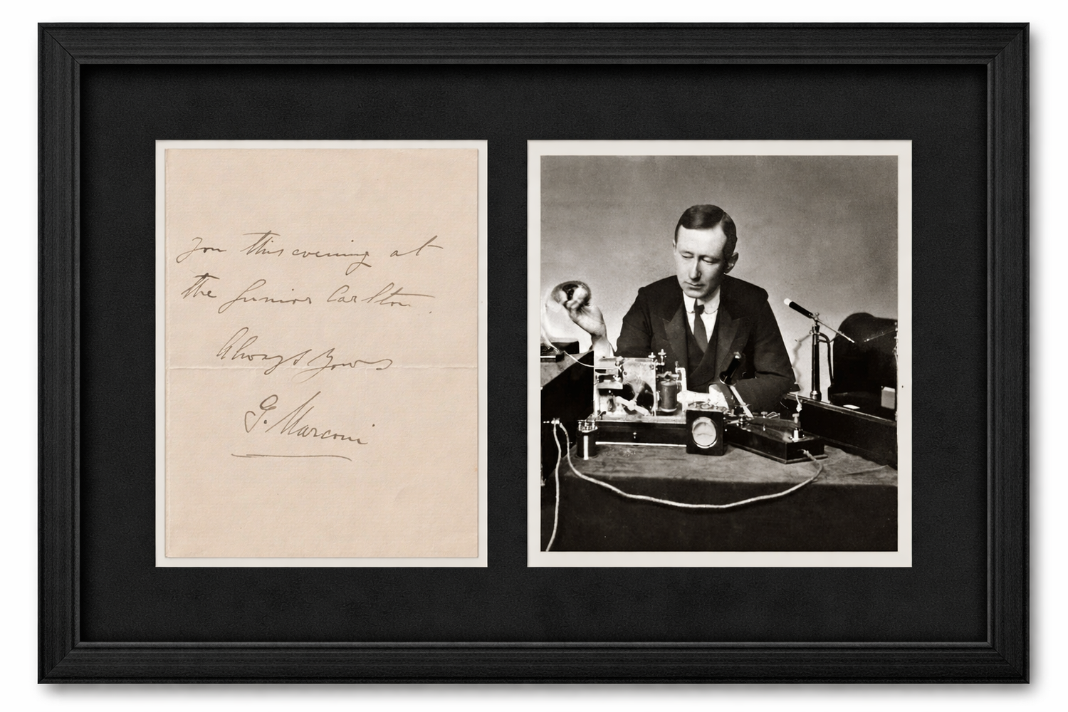 Guglielmo Marconi Signed Autograph Display. Radio Inventor