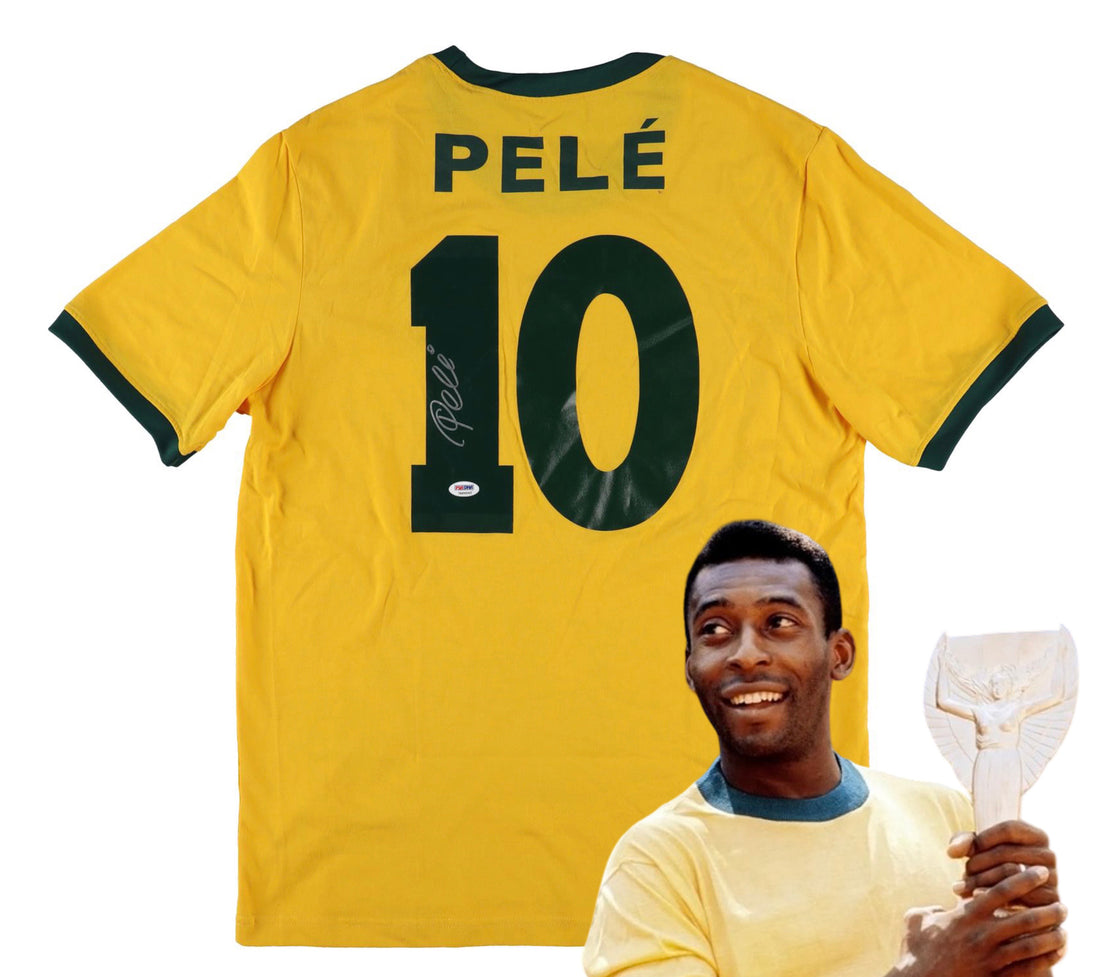 Pele Signed Jersey, Brazilian National Soccer Team. Auto PSA