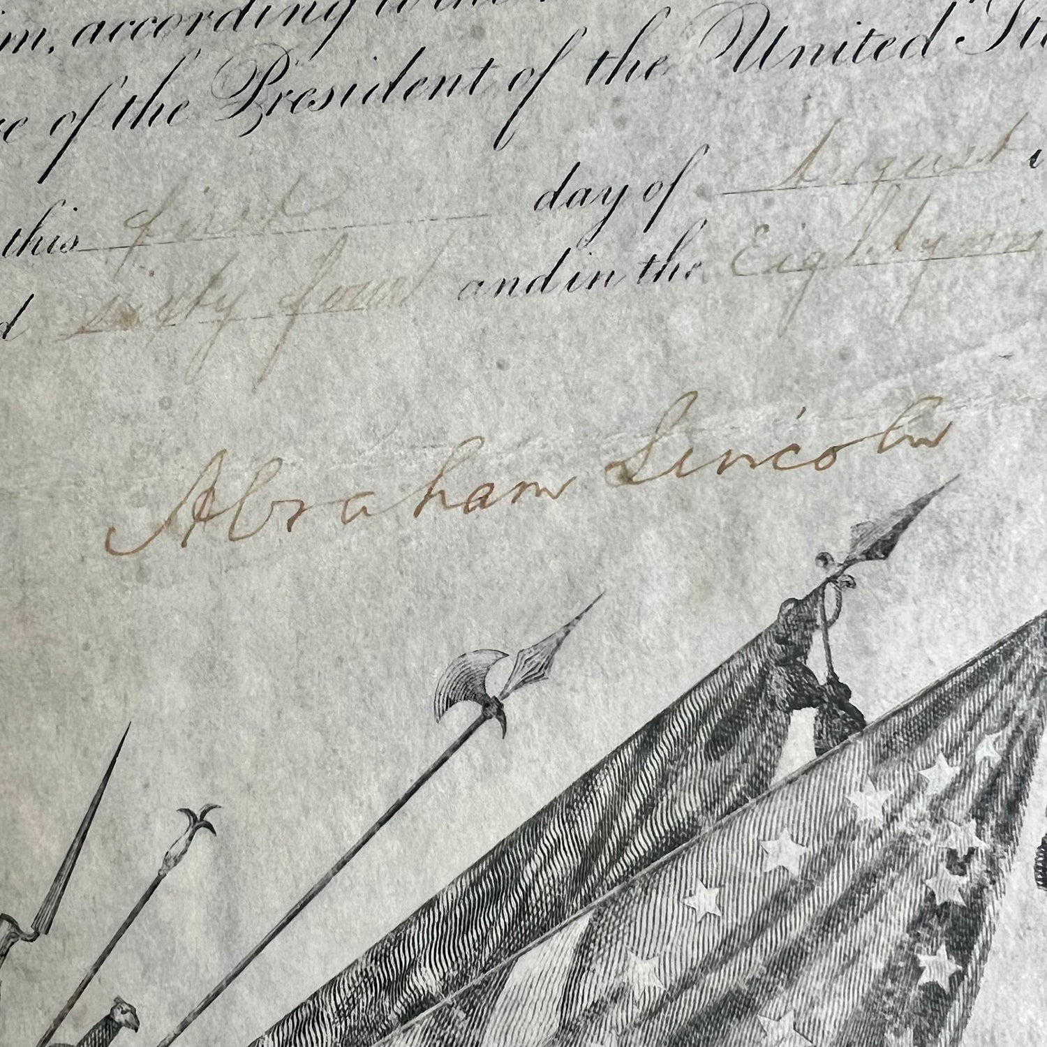 1864 Abraham Lincoln Signed Civil War Document PSA