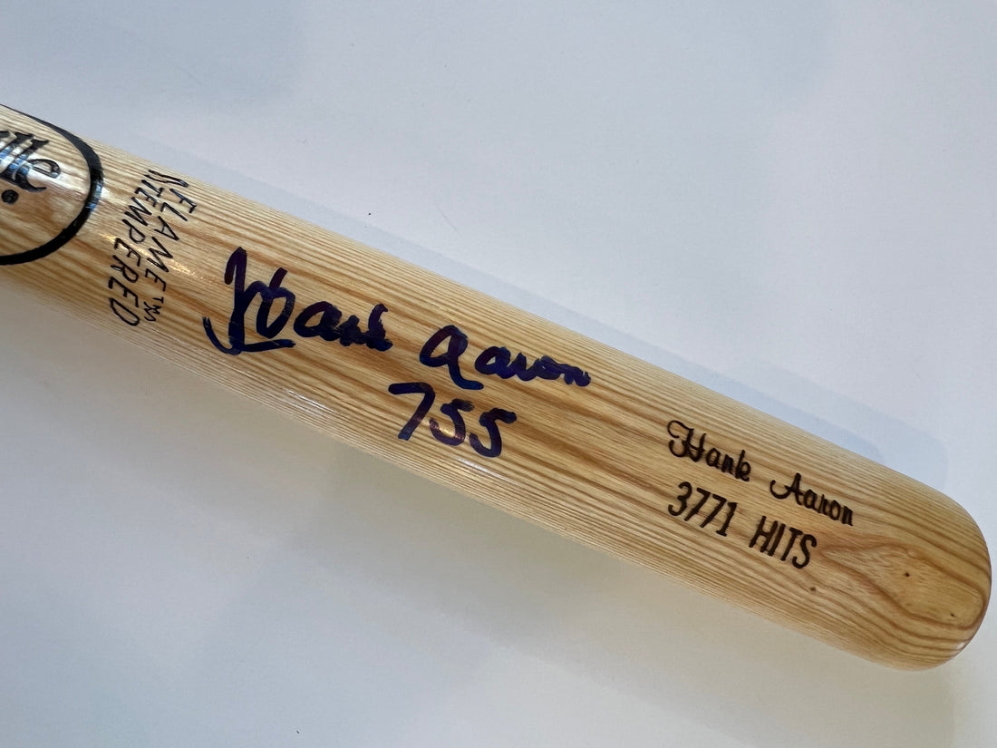 Hank Aaron 755 Inscription Signed Baseball Bat Louisville Slugger Auto JSA
