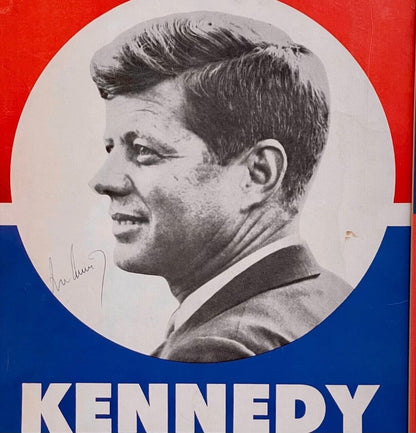 Original 1960 John F Kennedy JFK Signed Presidential Campaign Poster. Auto JSA