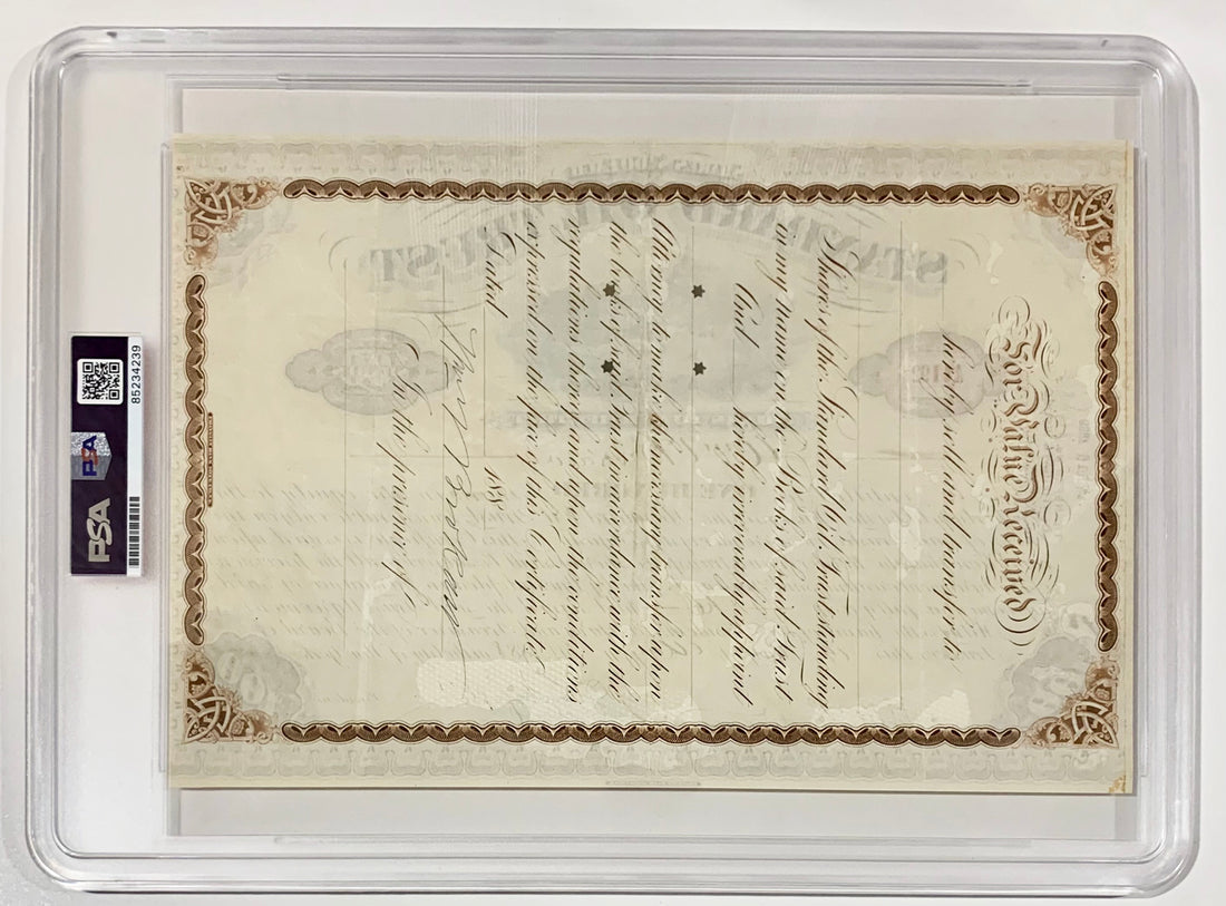 John D Rockefeller Signed Stock Certificate, 1888 Standard Oil. PSA