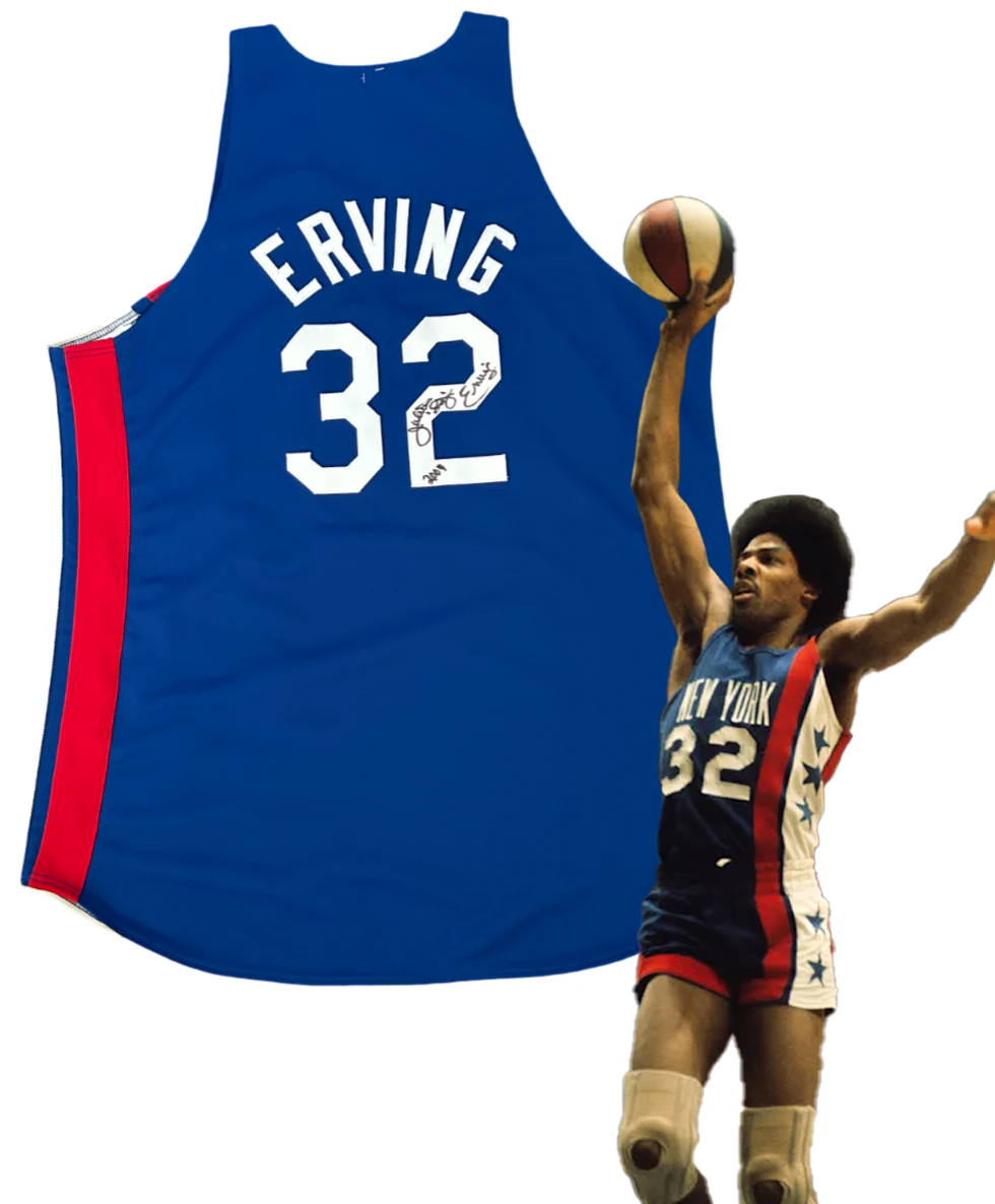 Julius Erving Dr. J Signed Jersey. NY Nets Blue Mitchell Ness Size 54 JSA