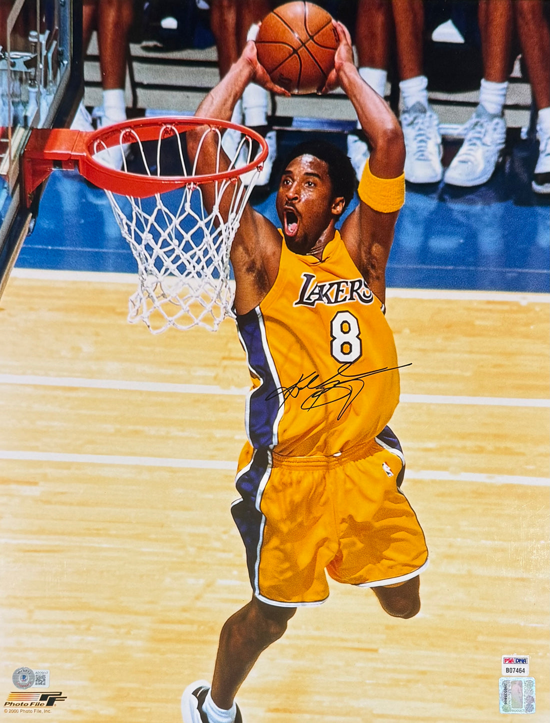 Kobe Bryant Signed &amp; Framed 16"x20" Photo, Early Rookie Era. Slam Dunk. PSA &amp; Beckett