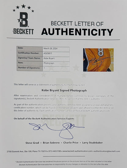 Kobe Bryant Signed &amp; Framed 16"x20" Photo, Early Rookie Era. Slam Dunk. PSA &amp; Beckett