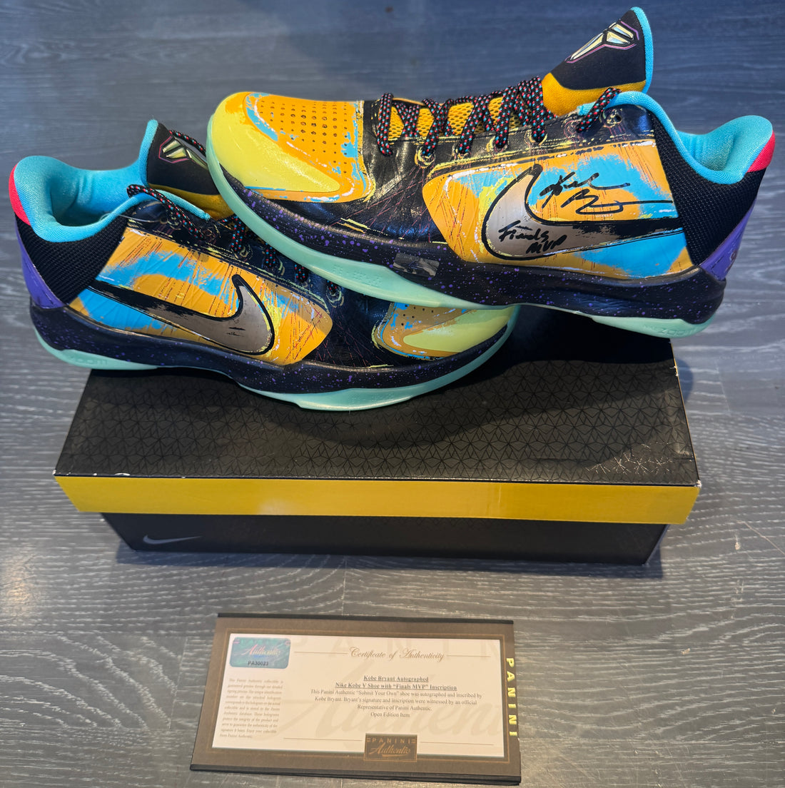 Kobe Bryant Signed Sneakers. Finals MVP Inscription