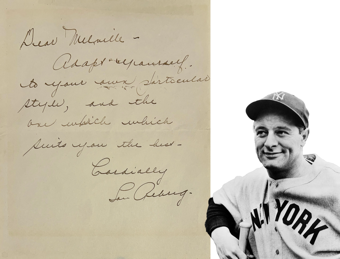 Lou Gehrig Handwritten and Signed Letter Discussing Batting, Rare. PSA Mint 9