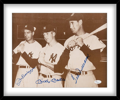 Mickey Mantle, Joe DiMaggio, Ted Williams Signed 11x14 Photo. Auto JSA