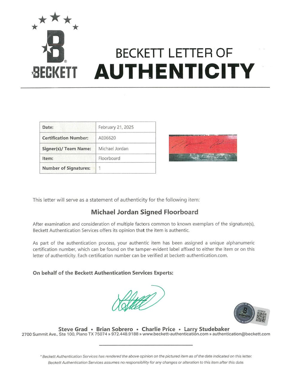 Massive Michael Jordan Signed Game Used Floor Board, Upper Deck Limited Edition /23