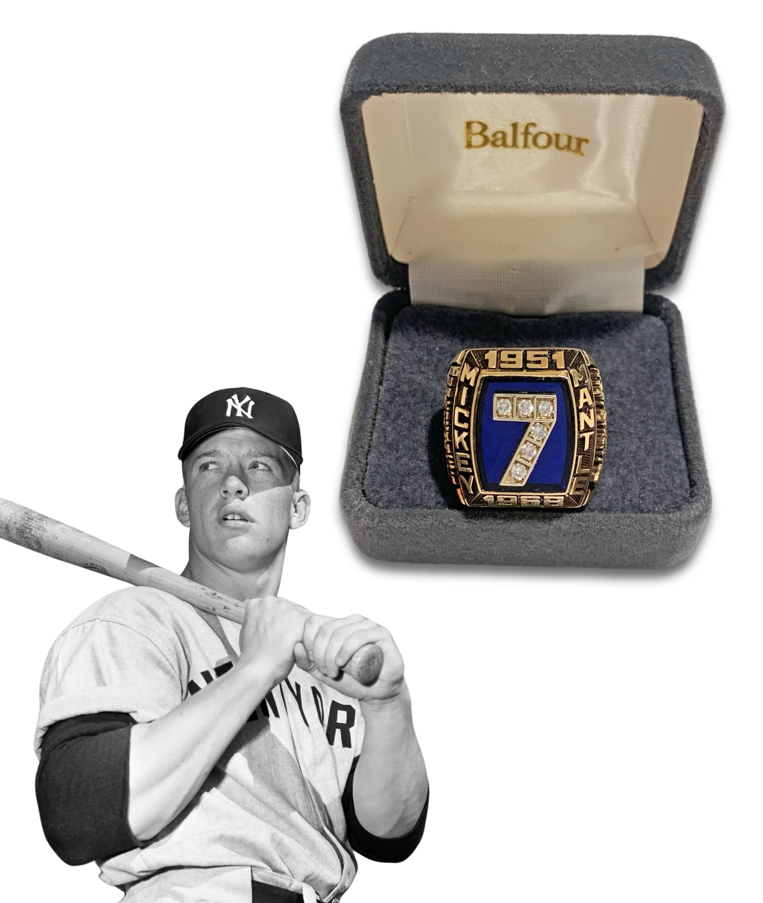 Mickey Mantle Limited Edition Commemorative Gold Ring. Balfour