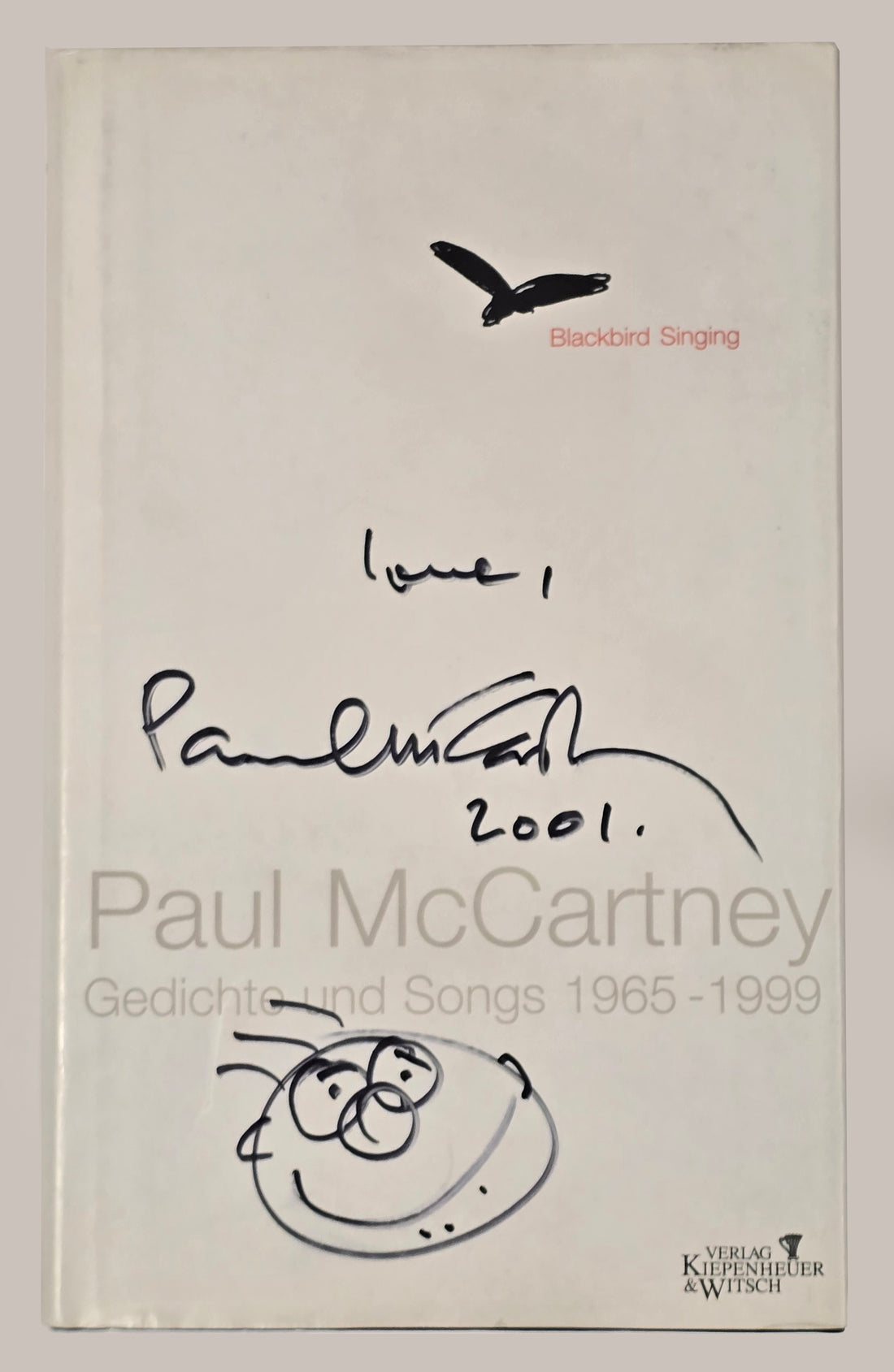 Paul McCartney Signed and Drawn Sketch, Blackbird Singing: Poems and Lyrics. JSA