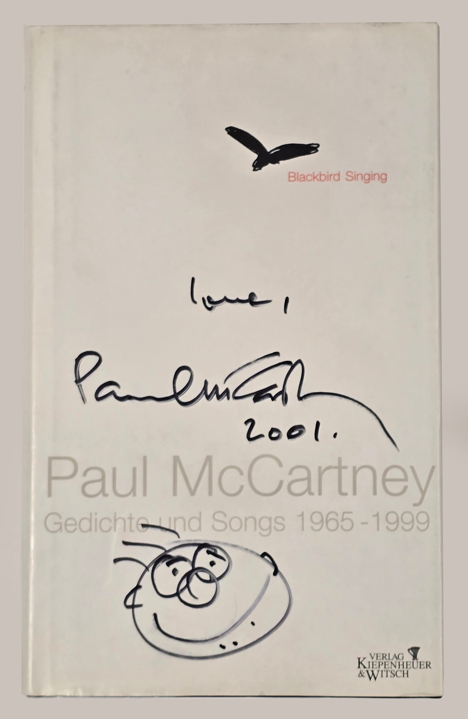 Paul McCartney Signed and Drawn Sketch, Blackbird Singing: Poems and Lyrics. JSA