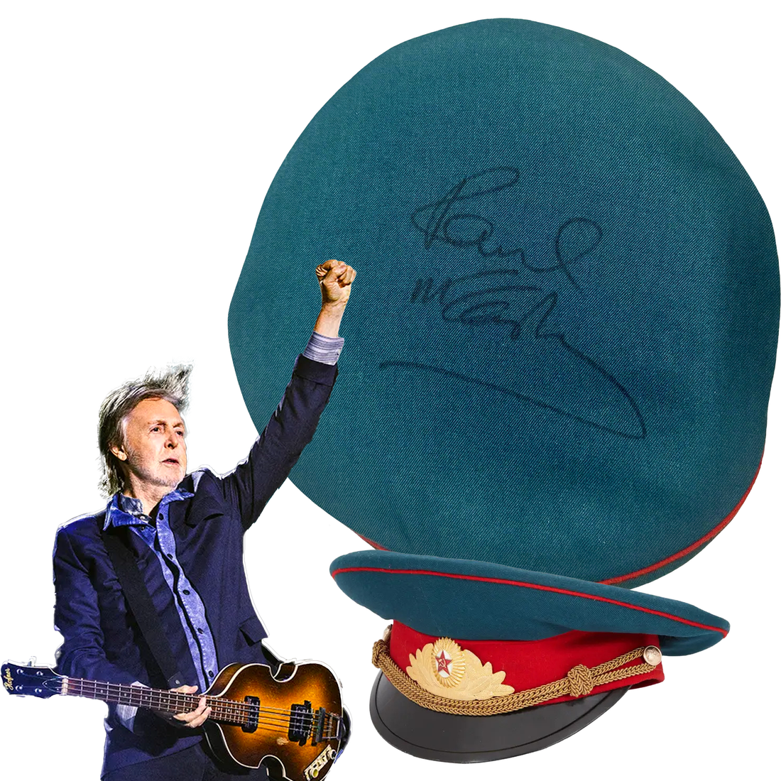 Paul McCartney Signed Soviet Military Cap, The Beatles "Back in the USSR". PSA