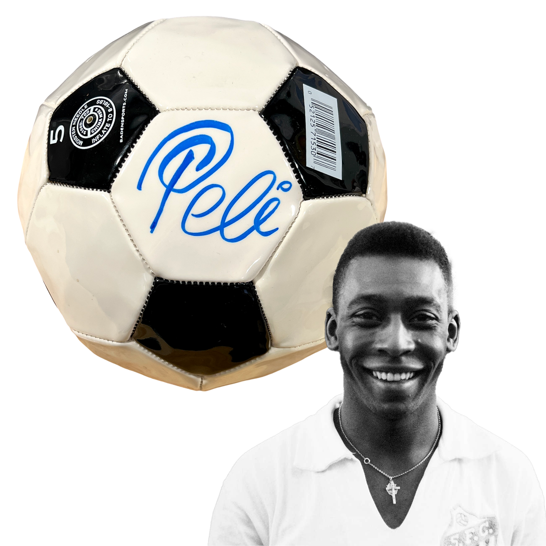 Pele Signed Soccer Ball. Classic Black and White Panel. Auto JSA