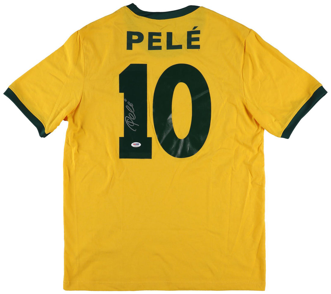 Pele Signed Jersey, Brazilian National Soccer Team. Auto PSA