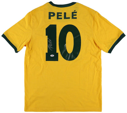 Pele Signed Jersey, Brazilian National Soccer Team. Auto PSA