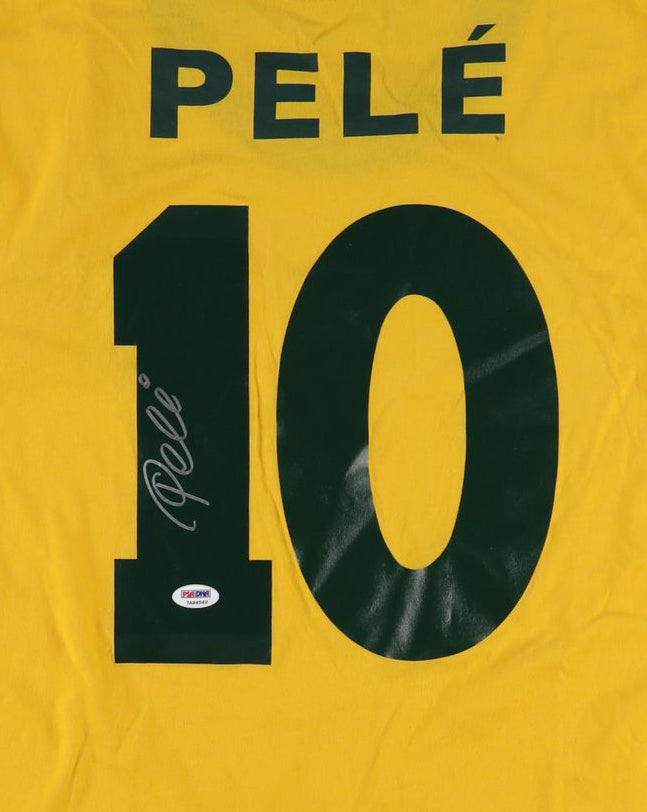 Pele Signed Jersey, Brazilian National Soccer Team. Auto PSA