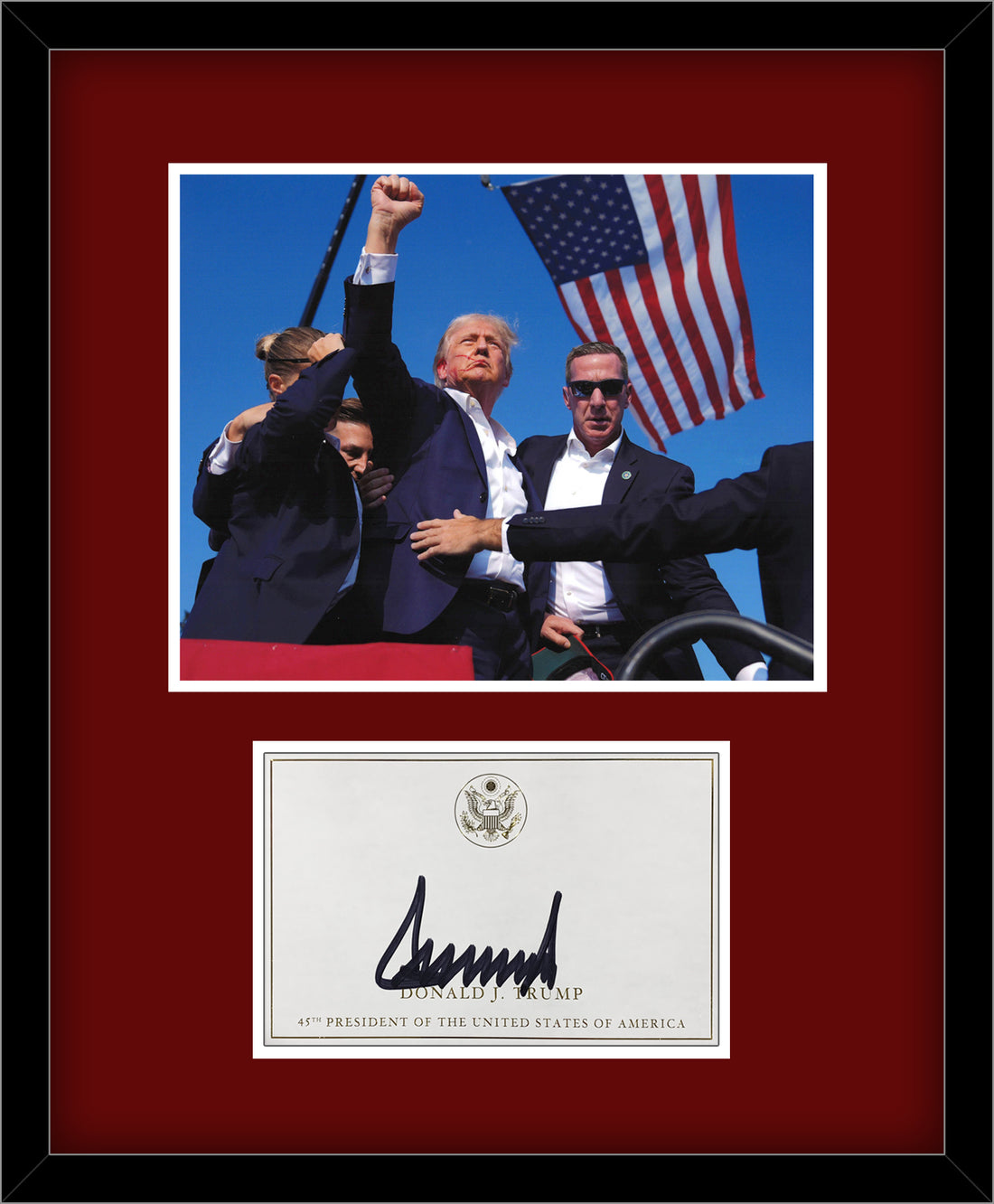 President Donald Trump Signed Autograph Display. PSA