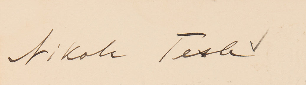 Nikola Tesla Autograph Exceedingly Rare, Custom Framed. PSA Authenticated.