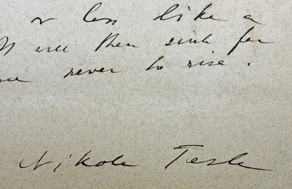 1907 Nikola Tesla Original Handwritten and Signed Manuscript. The Birth of Wireless &amp; Autonomous Systems. JSA